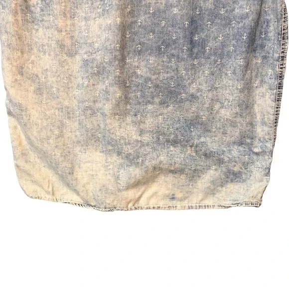 Vintage Company 81 Button Down Shirt Mens Large Blue Y2K Acid Wash Anchor Print - Picture 9 of 15